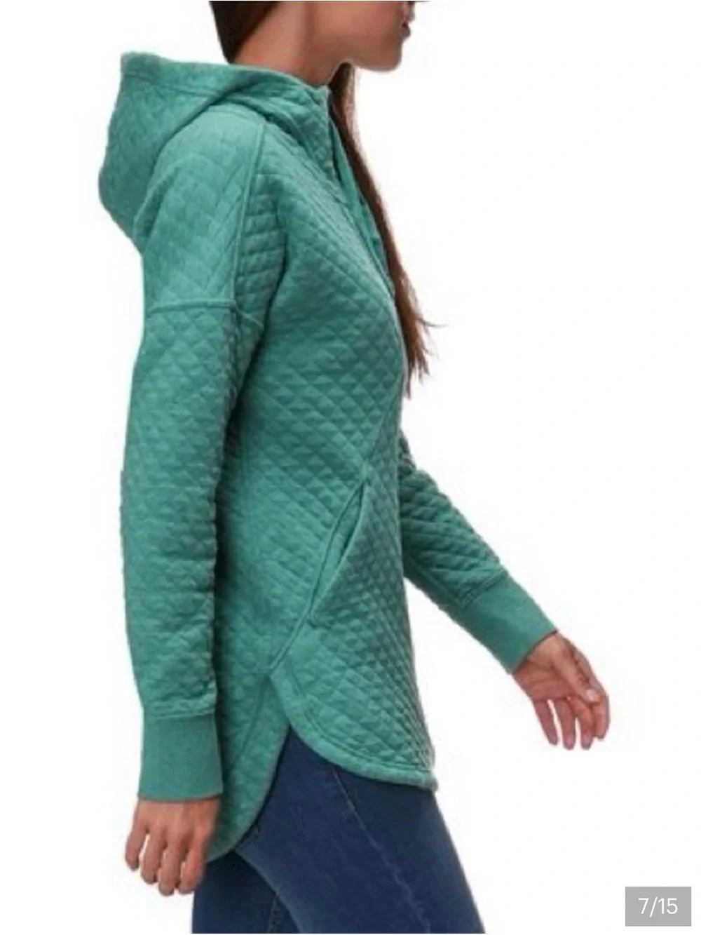 Organic Patagonia Teal Quilted Full-Zip Hoodie - Picture 4 of 8